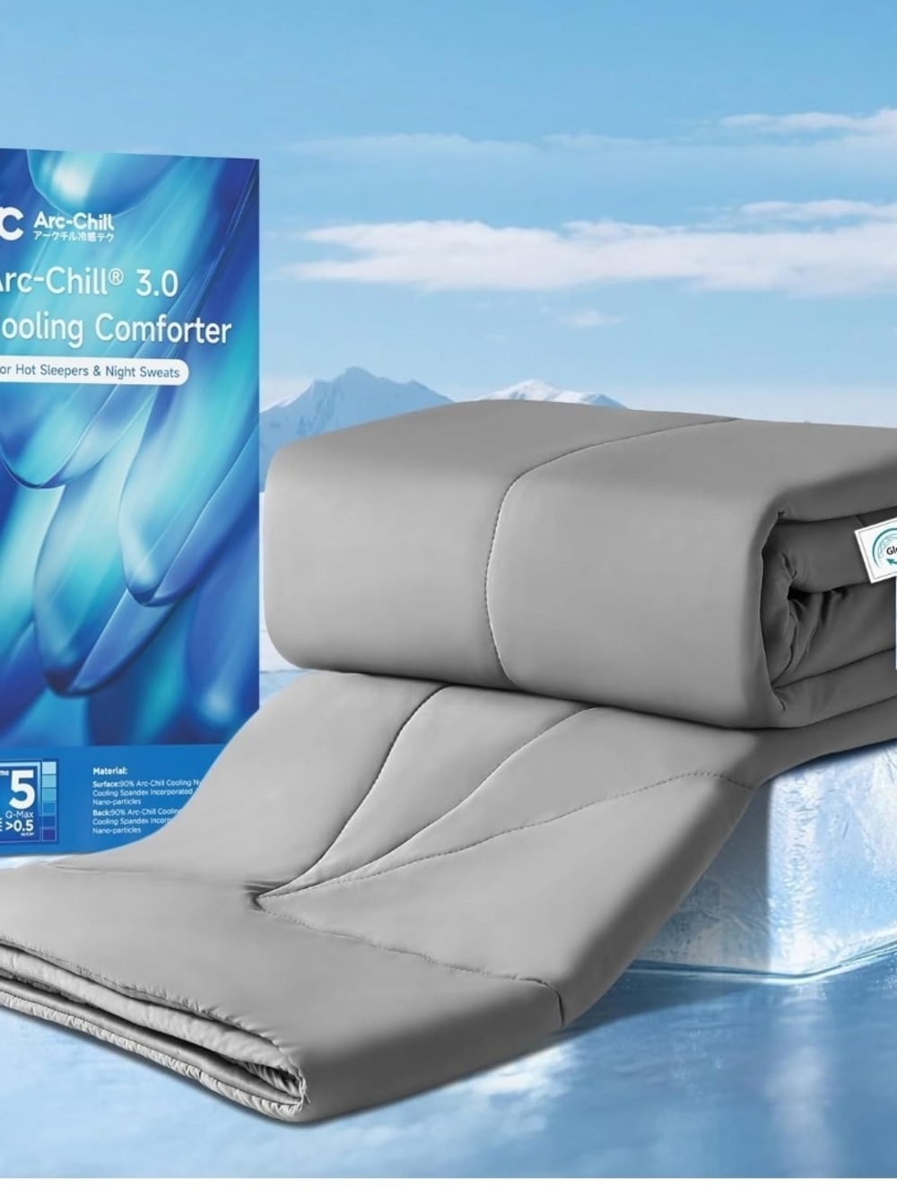 Elegear King Cooling Comforter Arc-Chill 3.0 Q-Max 0.5 Summer Blanket Gray